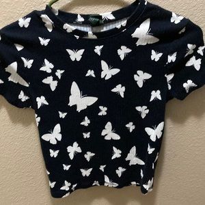 Butterfly crop top black and white size small